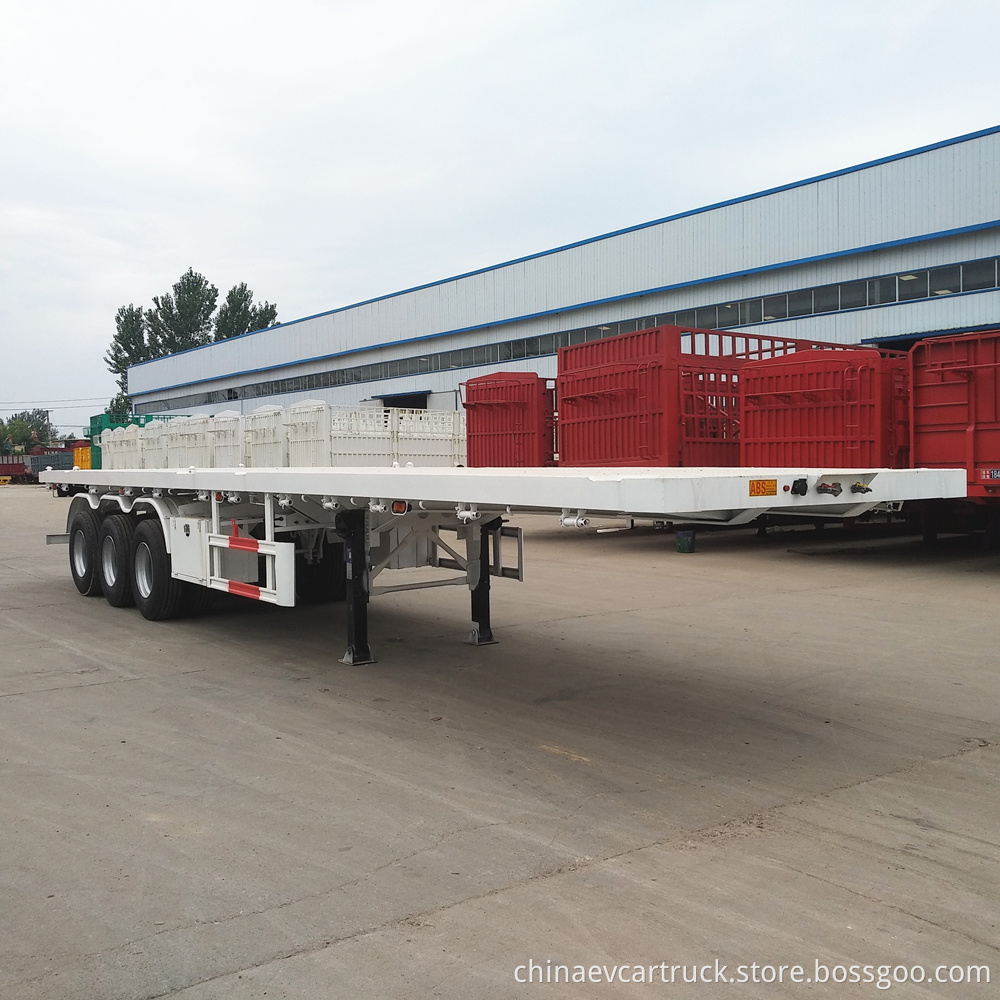 Hot Sales 2023 New Logistics Heavy Duty 3 Axles 60 Ft Flat Bed Semi Trailer 40Ft 2 Axle Flatbed Container Semi Truck Trailer